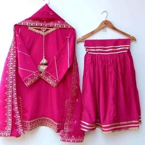 Traditional Pink Embroidered Lehenga Set